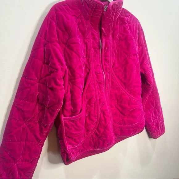 Calia Carrie Underwood Hot Pink Velvet Quilted Full-Zip Pockets Jacket, Medium - Picture 4 of 14